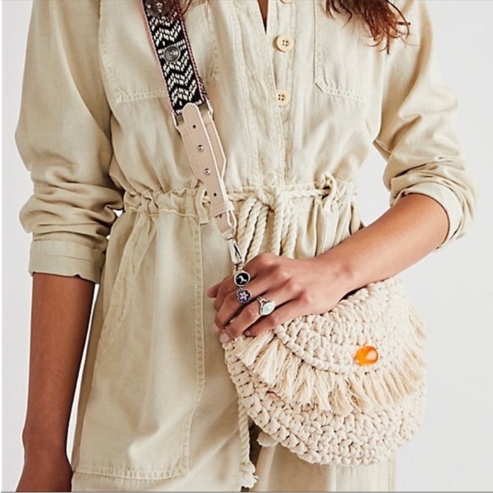 Free People Macrame Half Moon Bag